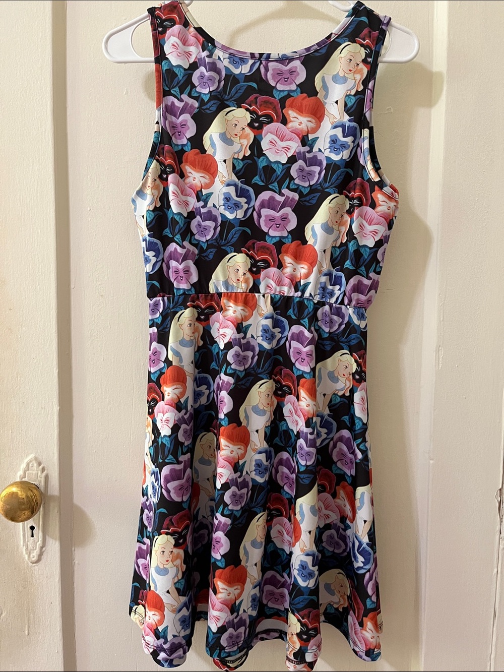 Disney Black Floral Alice in Wonderland Tank Dress with Purple & Red Accents - Picture 5 of 7